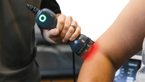lightforce laser used on patient elbow